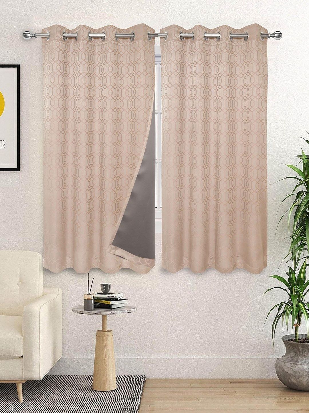 Saral Home Beige 2 Pieces Black Out Window Curtains-picture-38