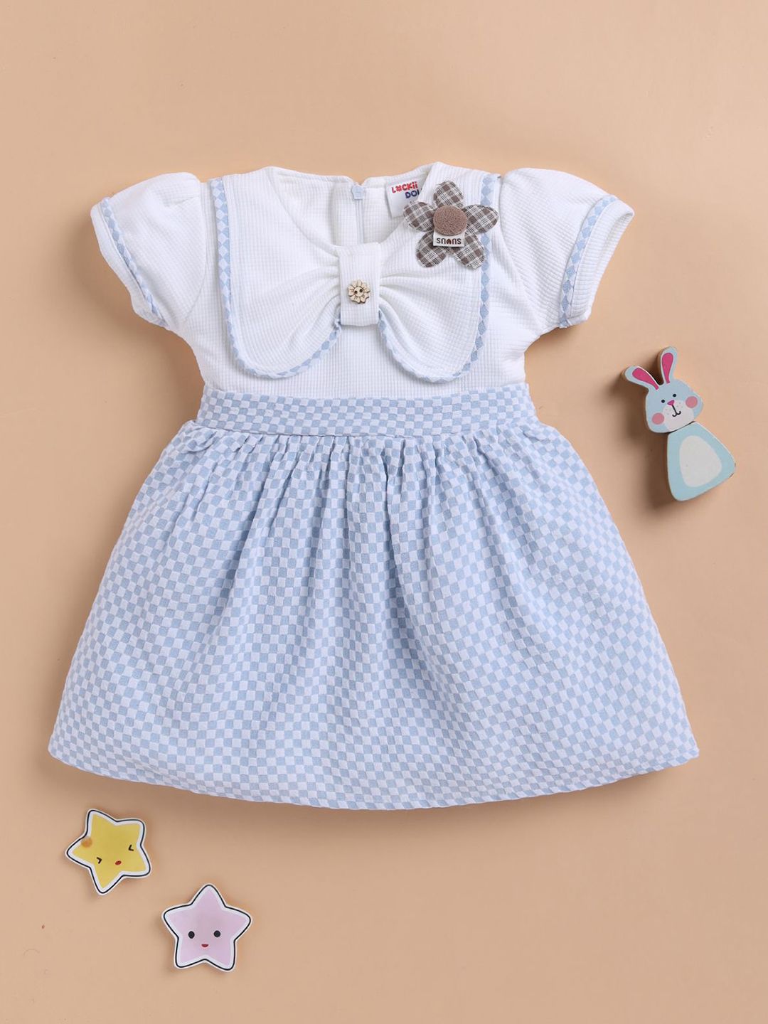 LACKii DOLL Girls Checked Flutter Sleeve Fit & Flare Dress-picture-55