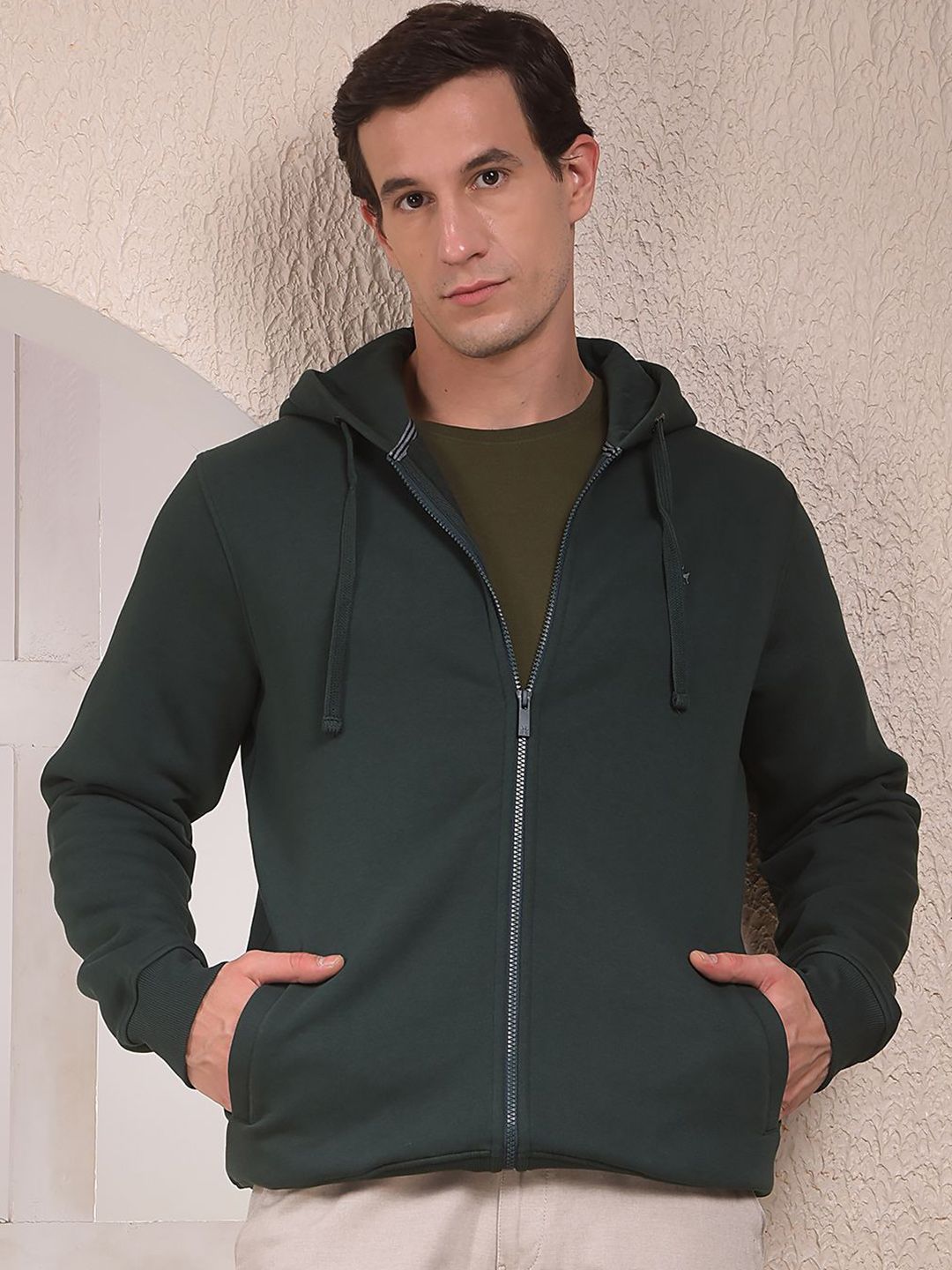 Crimsoune Club Men Solid Long Sleeves Hooded neck Front-Open Sweatshirt-picture-33