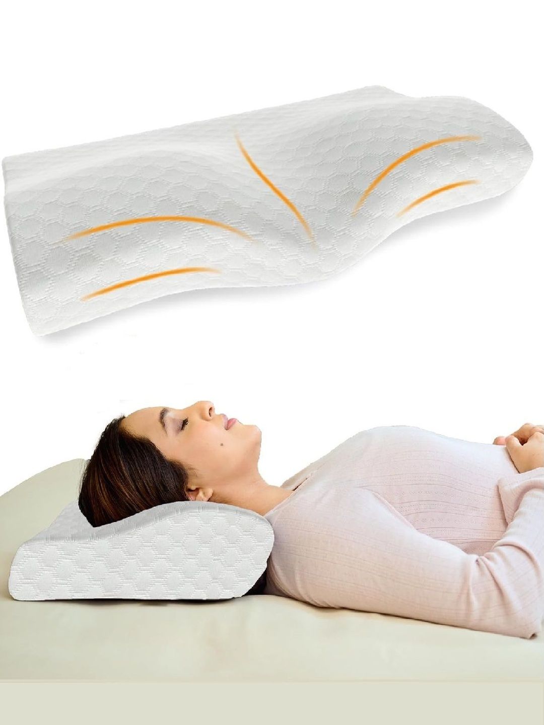 Aetrius White Memory Foam Filled Cotton Lightweight Pillow-picture-40