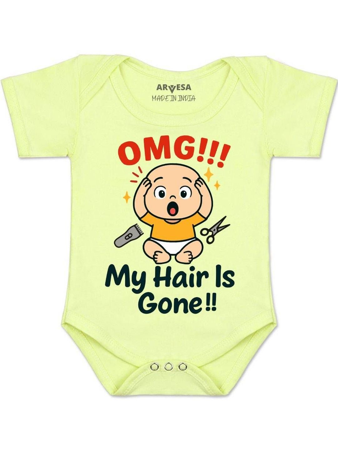 Arvesa Kids-Unisex Yellow Cotton Rompers-picture-15