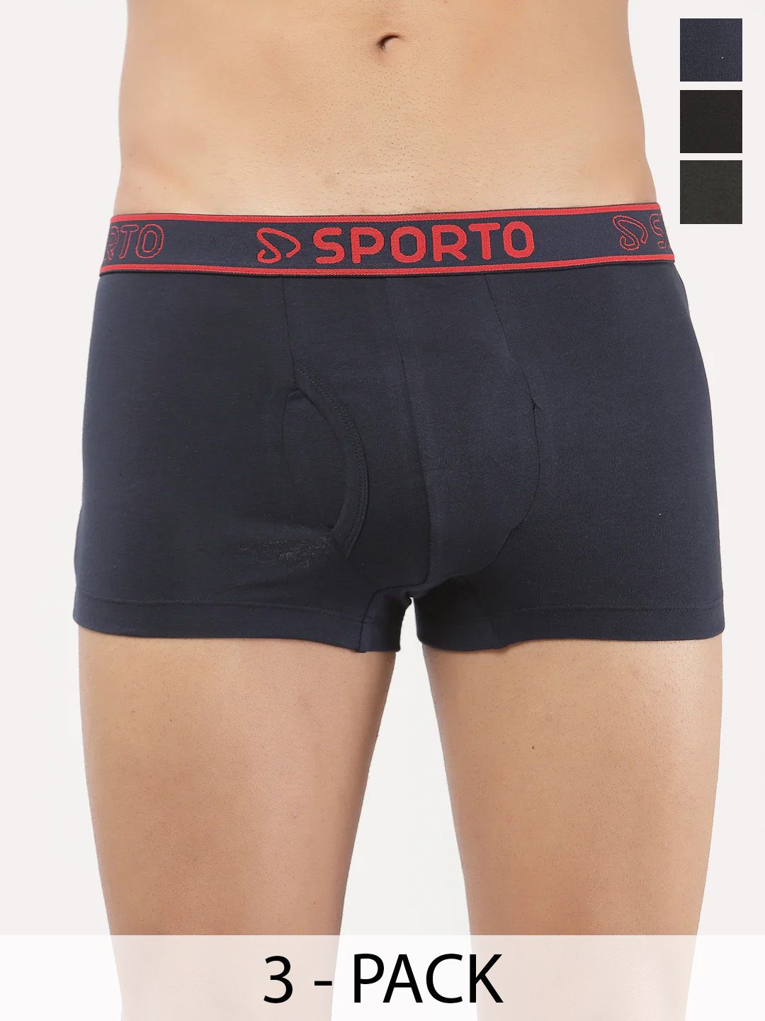 Sporto by Macho Pack Of 3 Mid Rise Trunks-picture-29
