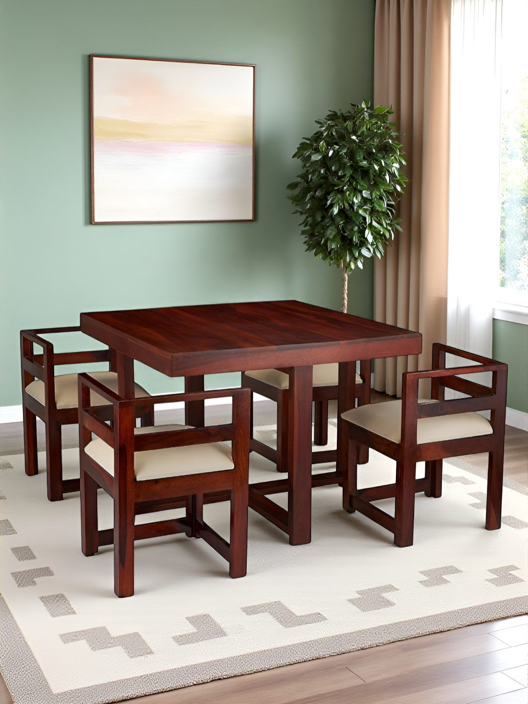 Ikiriya Set Of 5 Brown Wood Dining Chair