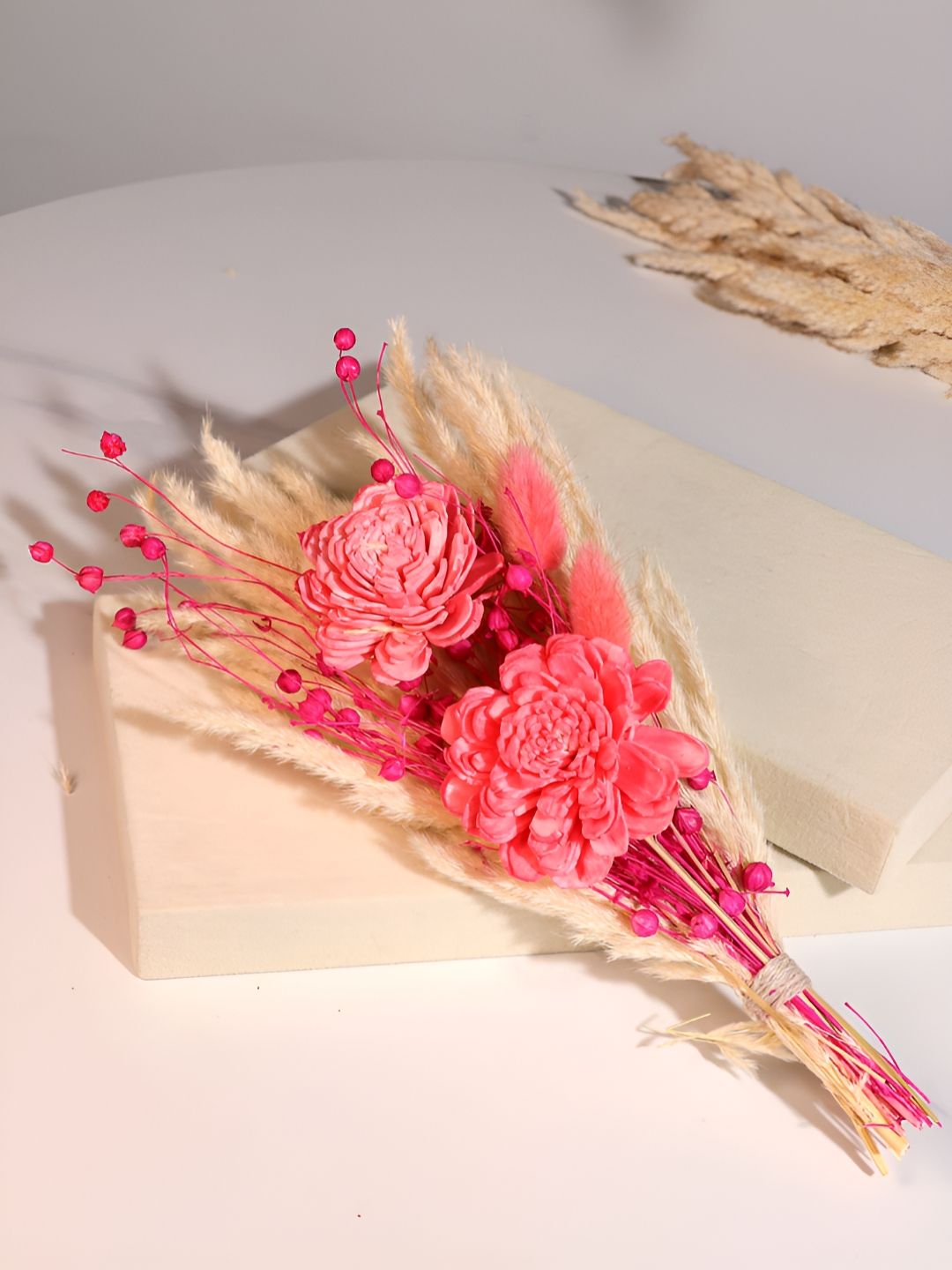 Art Street Beige & Pink 3 Pieces Rose Calathea Artificial Flower-picture-22