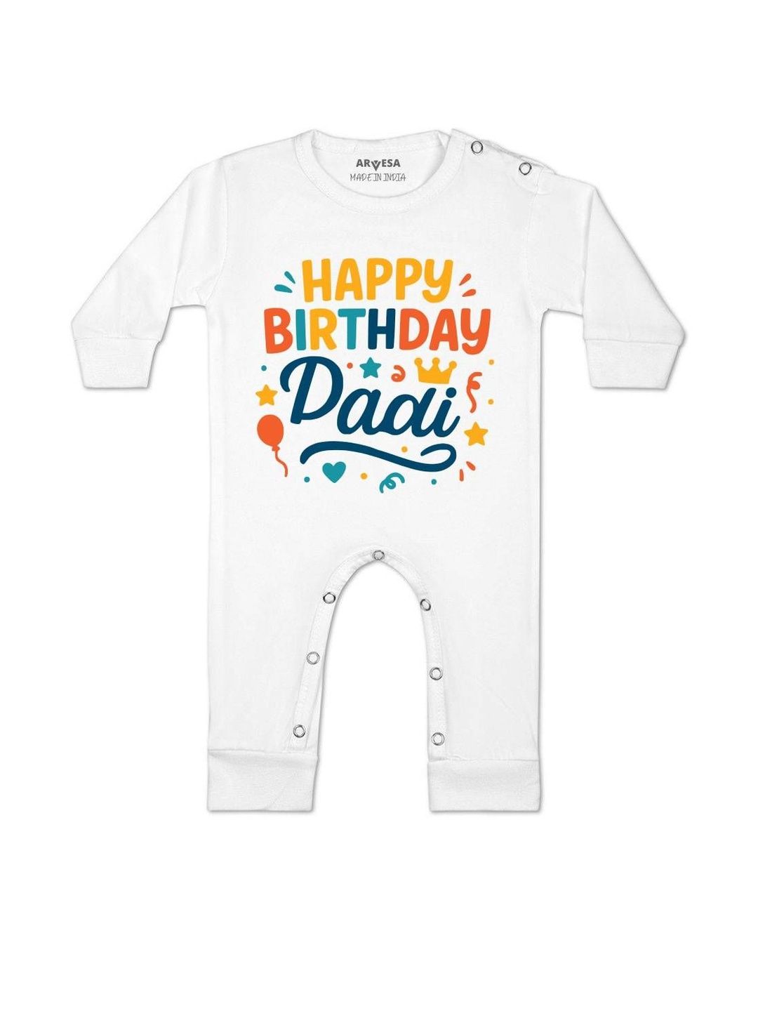 arvesa Happy Birthday Dadi Printed Baby Rompers-picture-37