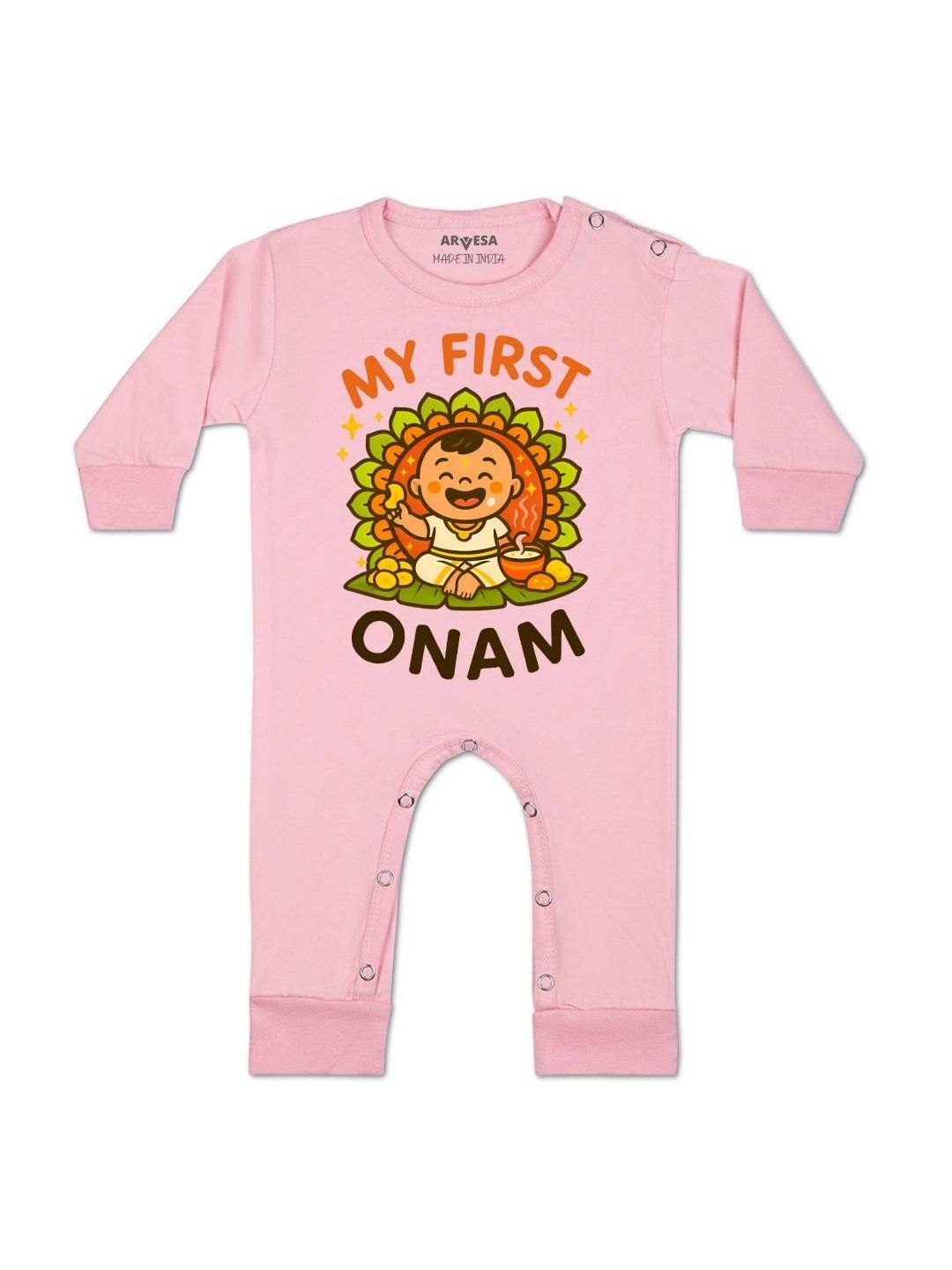 Arvesa Kids-Unisex Pink Cotton Rompers-picture-25