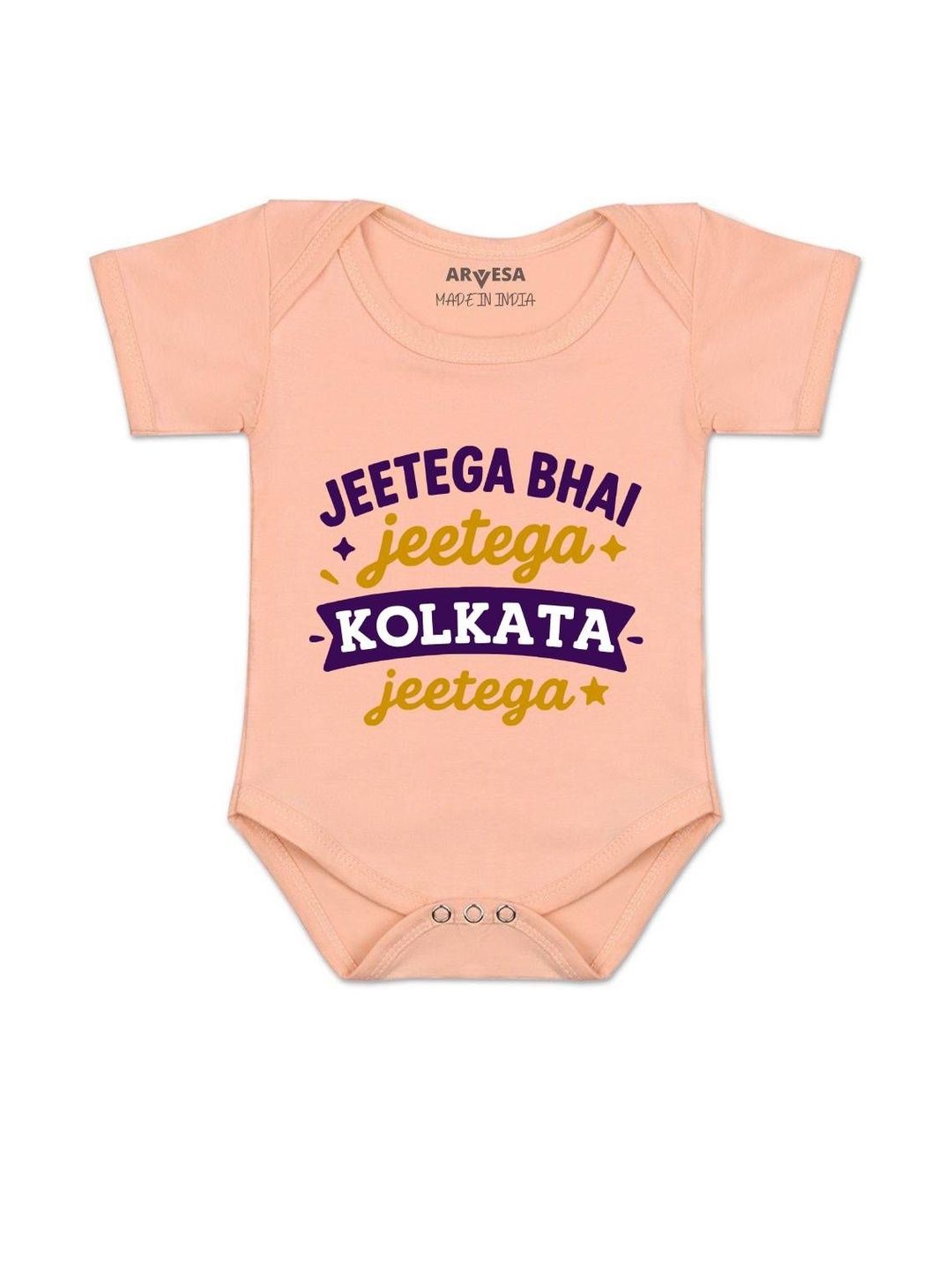 arvesa Jeetega Bhai Jeetega Kolkata Jeetega Printed Romper-picture-56