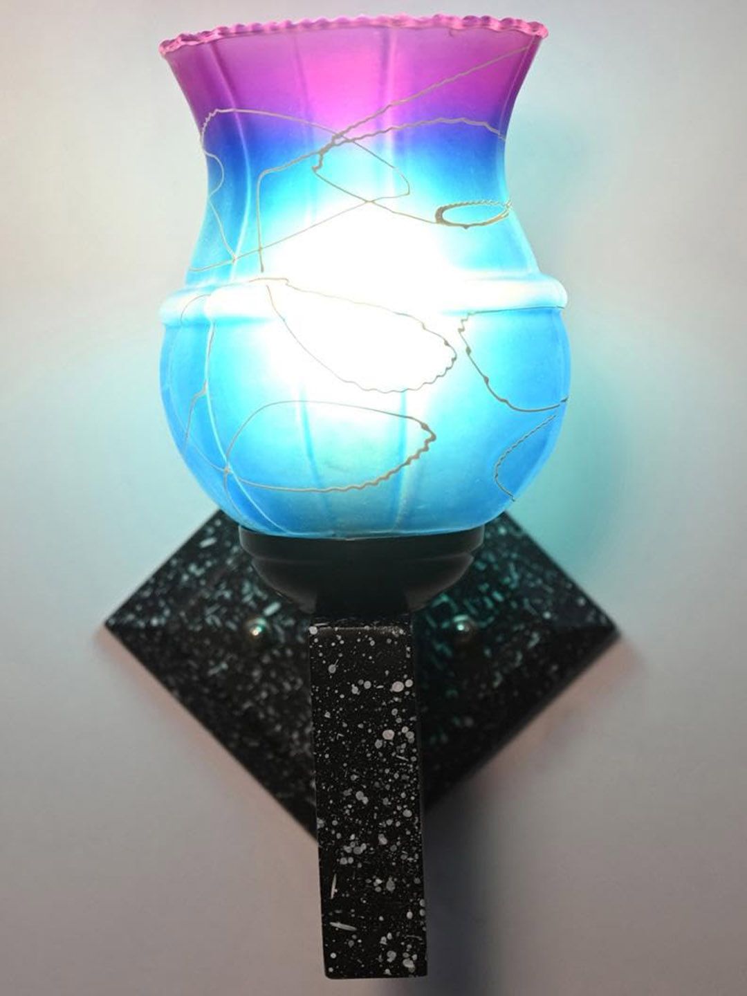 1ST TIME Pink & Blue Glass Textured Cylinder Shaped Decorative Wall Lamp-picture-25