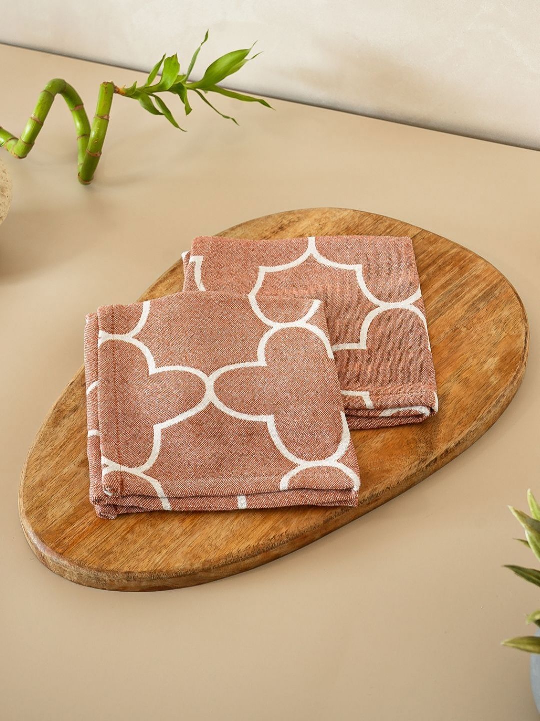 DEBAANS 2Pcs Rust & White Printed 270 GSM Hand Towels-picture-34