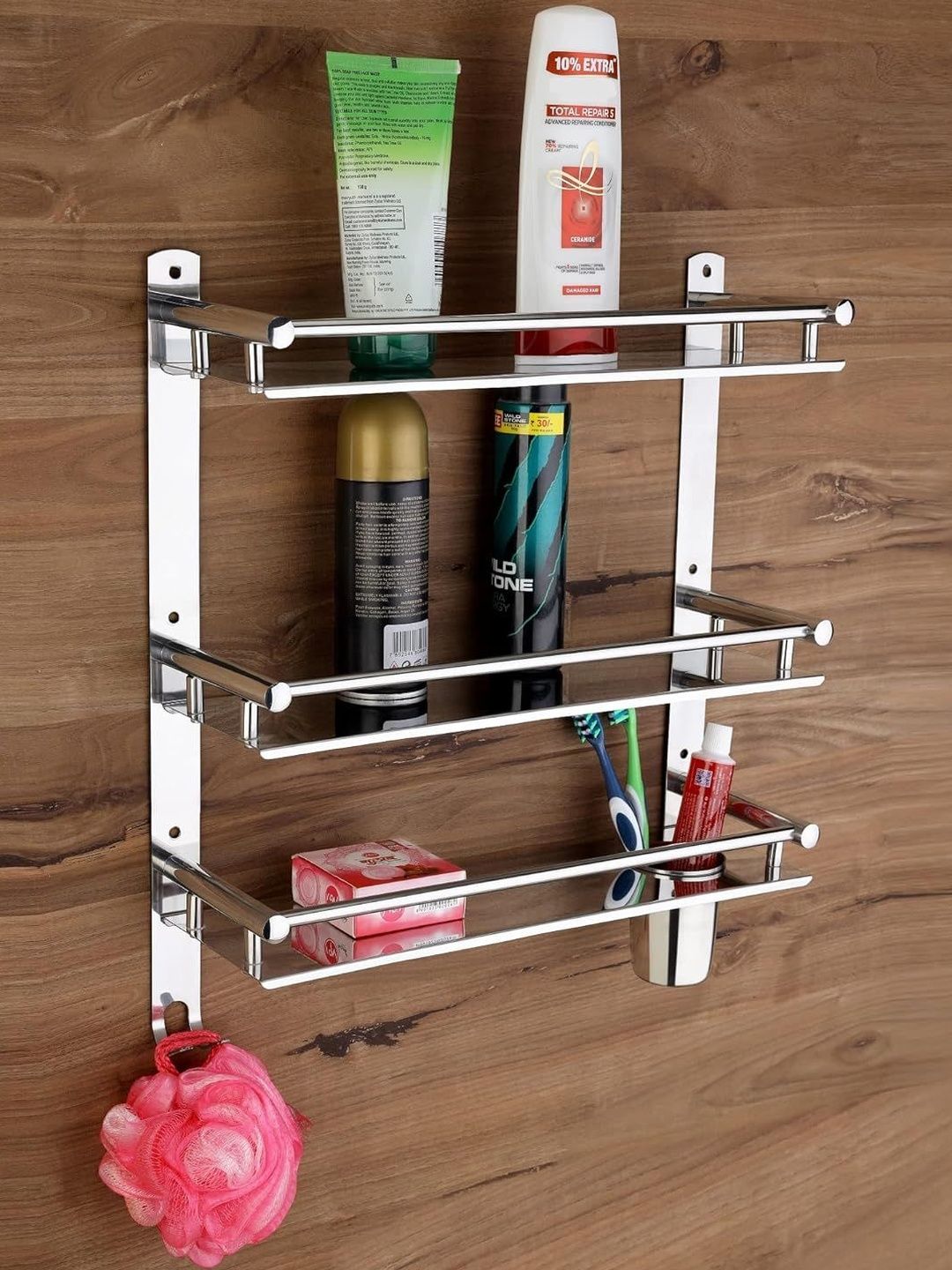 GLOXY Silver-Toned Stainless Steel Bathroom Shelf-picture-40