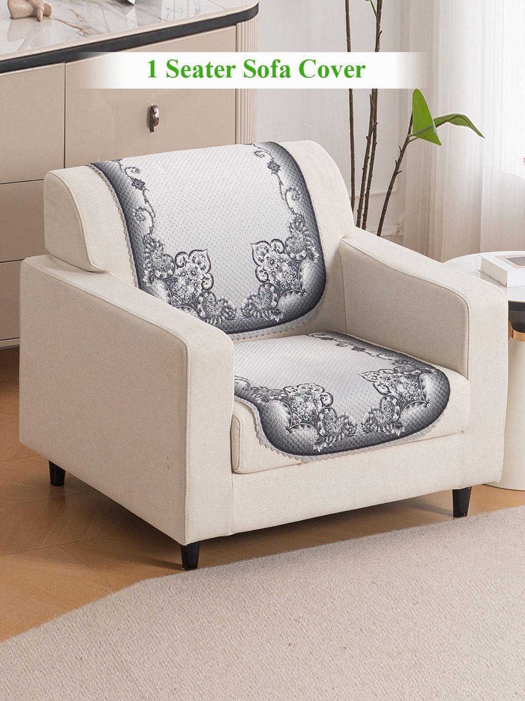 HOKIPO White & Blue 2 Pieces Printed Sofa Covers-picture-18
