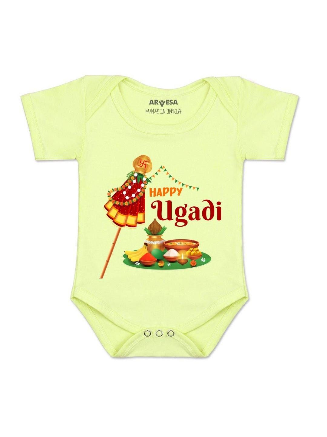 Arvesa Kids-Unisex Yellow Cotton Rompers-picture-26