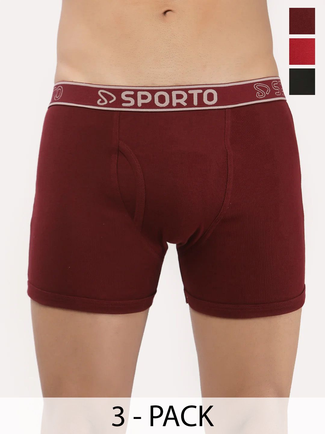 Sporto by Macho Pack Of 3 Mid-Rise Trunks-picture-32