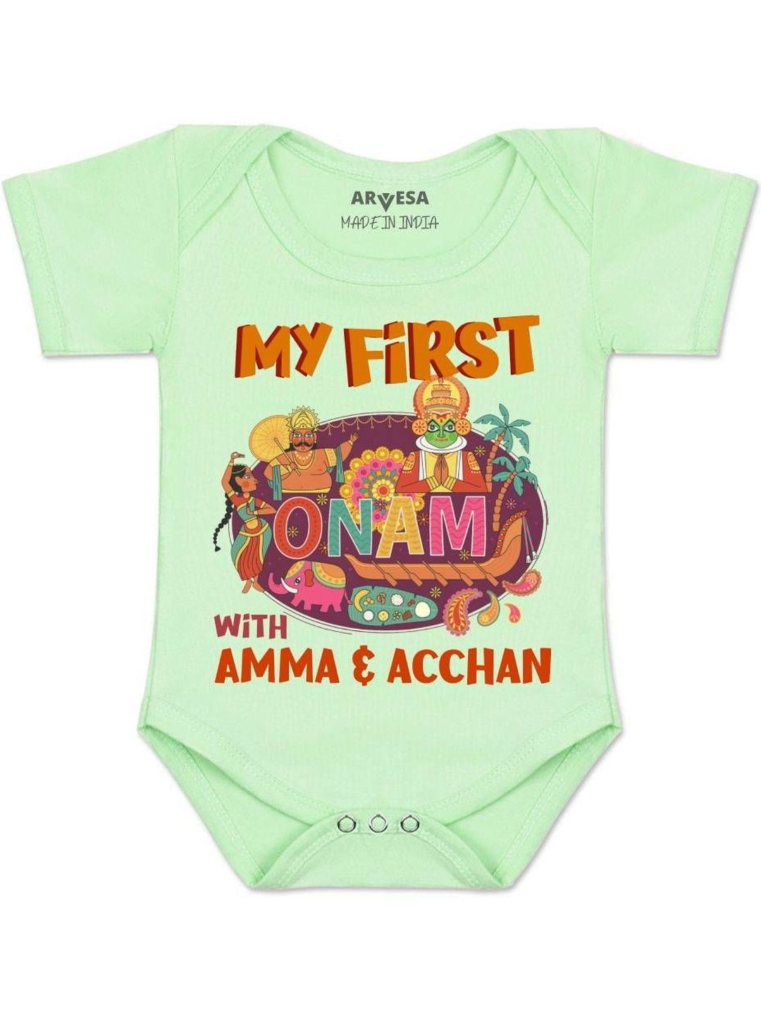 Arvesa Kids-Unisex Green Cotton Rompers-picture-32