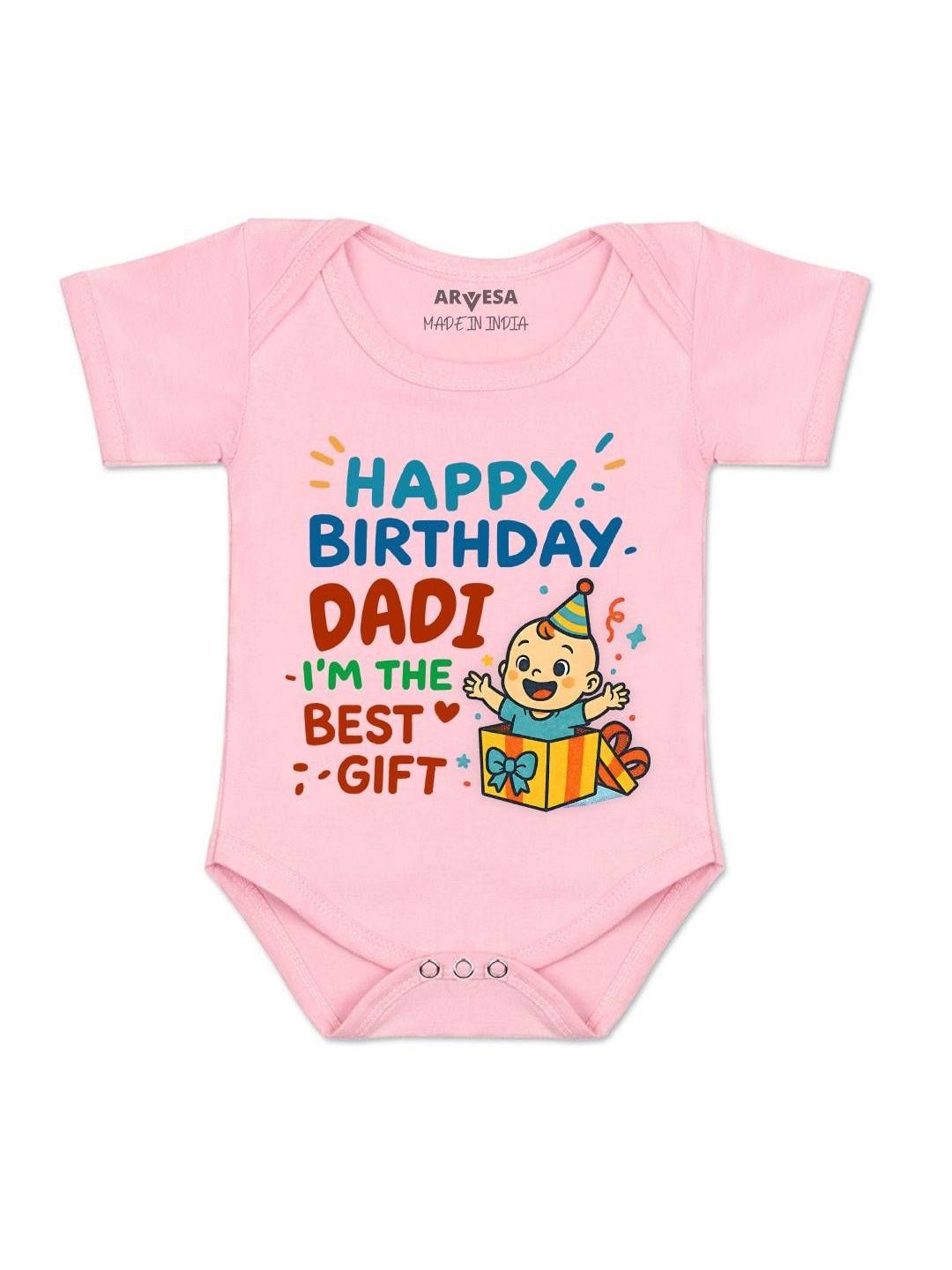 arvesa Happy Birthday Dadi Printed Romper-picture-25