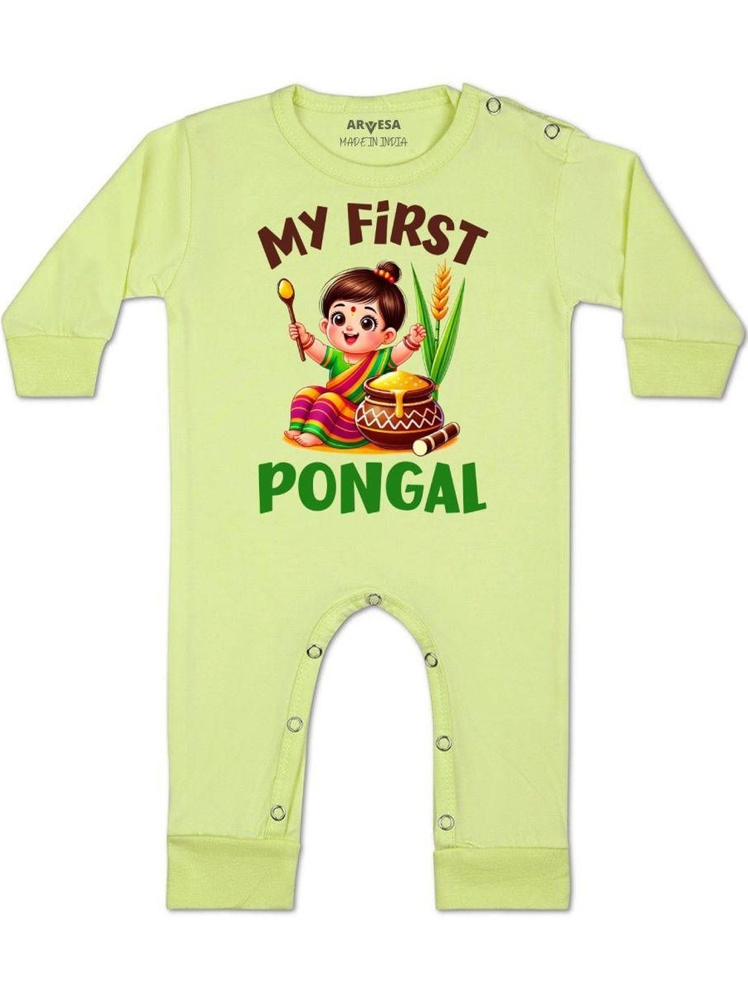 Arvesa Kids-Unisex Yellow Cotton Rompers-picture-55