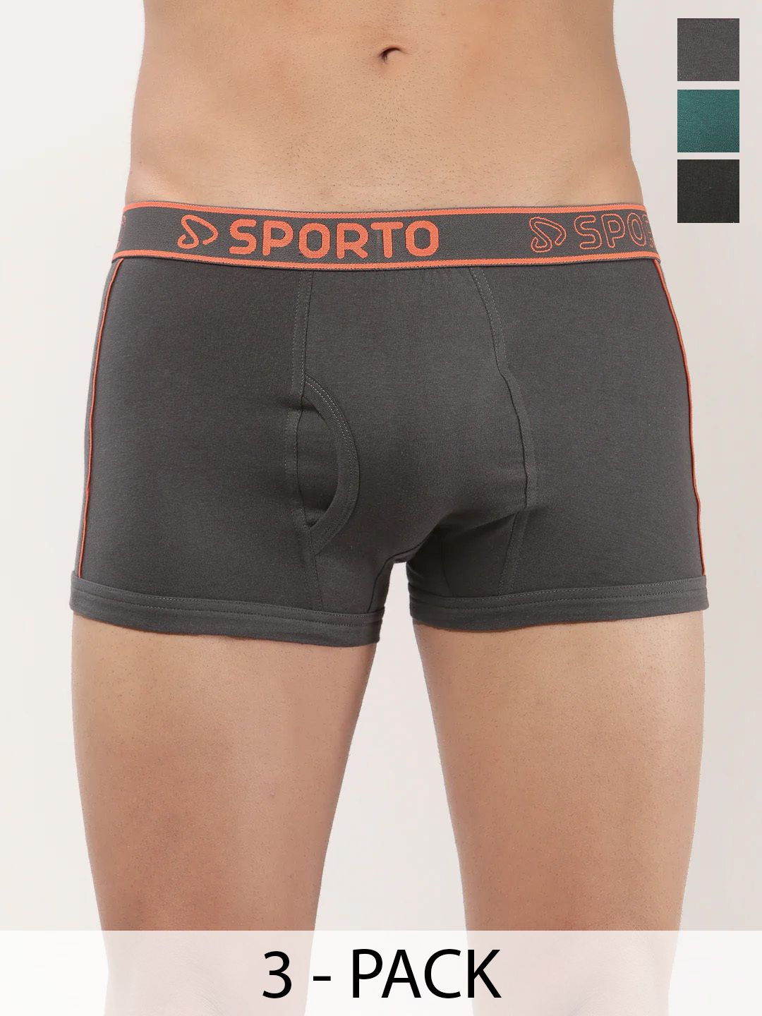 Sporto by Macho Man Pack Of 3 Mid-Rise Short Trunks Sprto-M1020_CH(1)-Olv(1)-Prt(1)-XL-picture-22