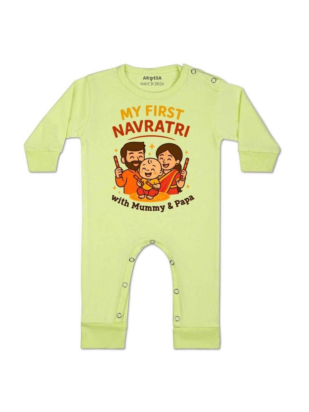 Arvesa Kids-Unisex Yellow Cotton Rompers-picture-29