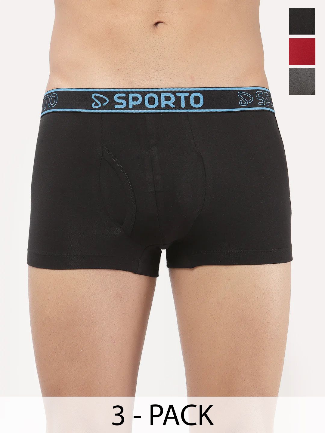 Sporto by Macho Pack Of 3 Mid Rise Trunks-picture-25