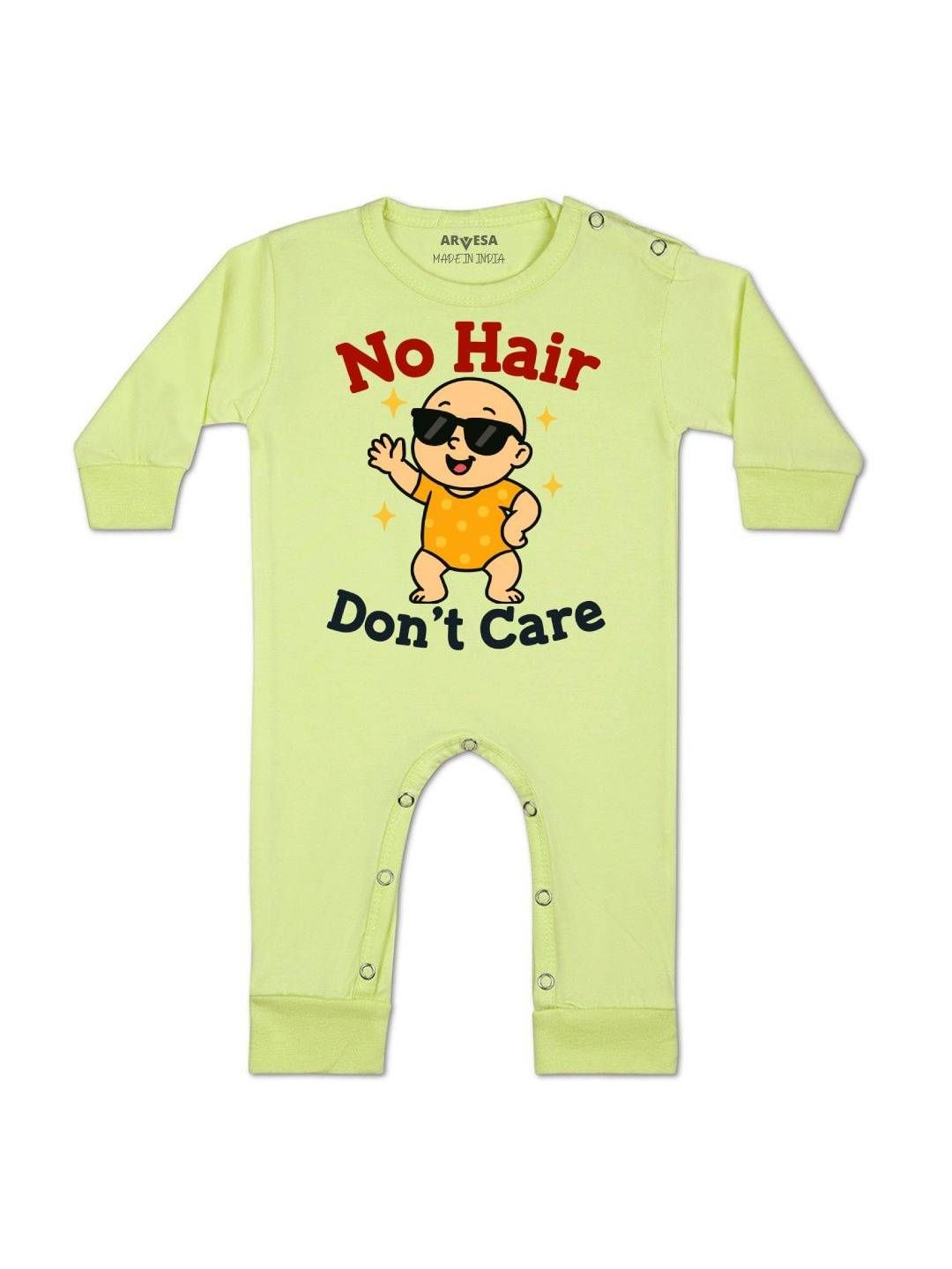 No Hair Dont Care Printed Baby Rompers