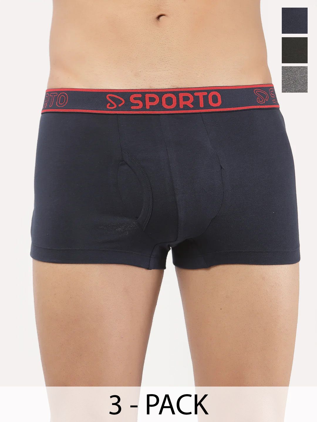 Sporto by Macho Pack Of 3 Mid Rise Trunks M1022_A(1)-N(1)-Olv(1)-L-A_N_Olv-picture-10