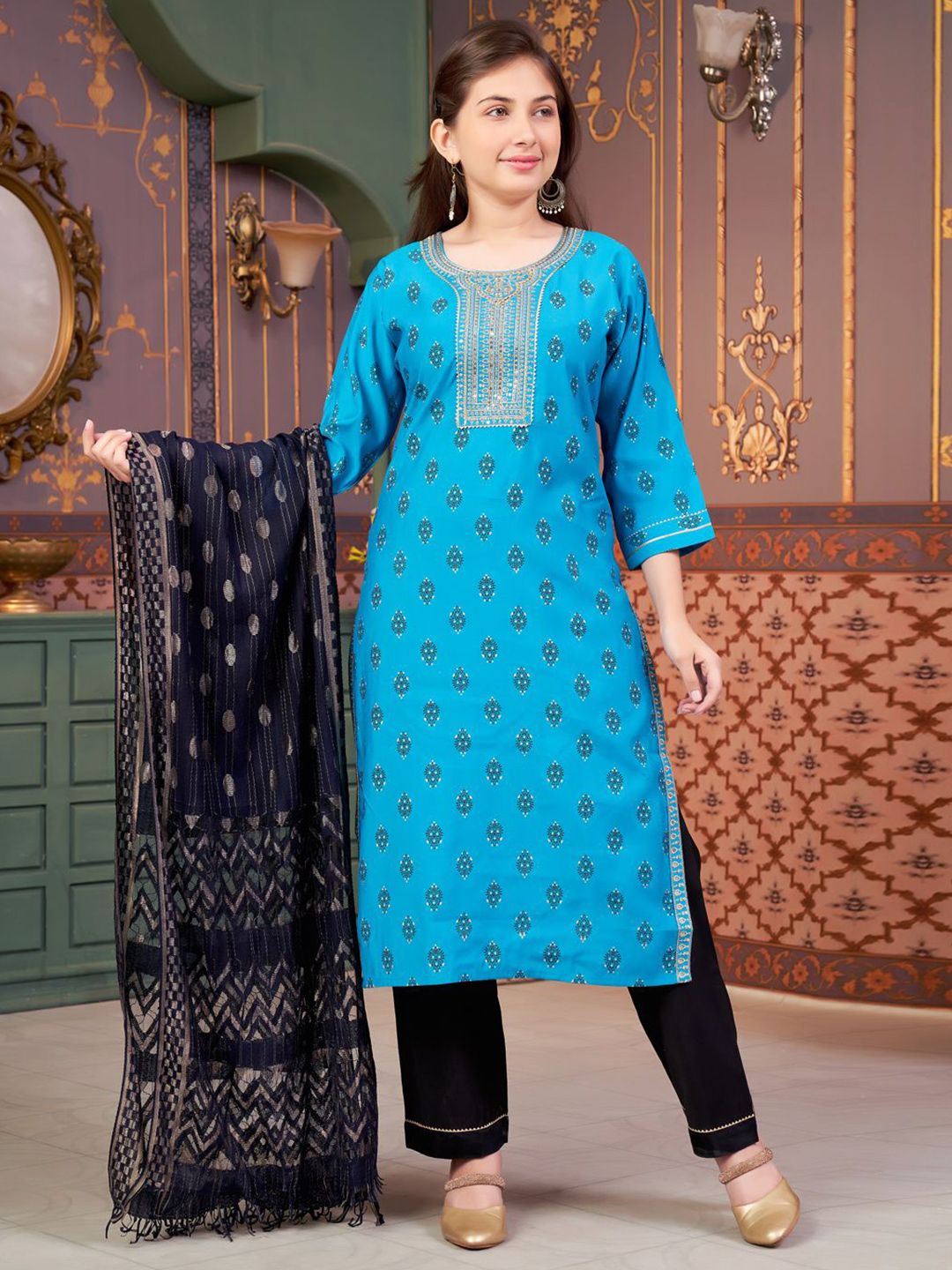 BAESD Girls Ethnic Motifs Printed Kurta