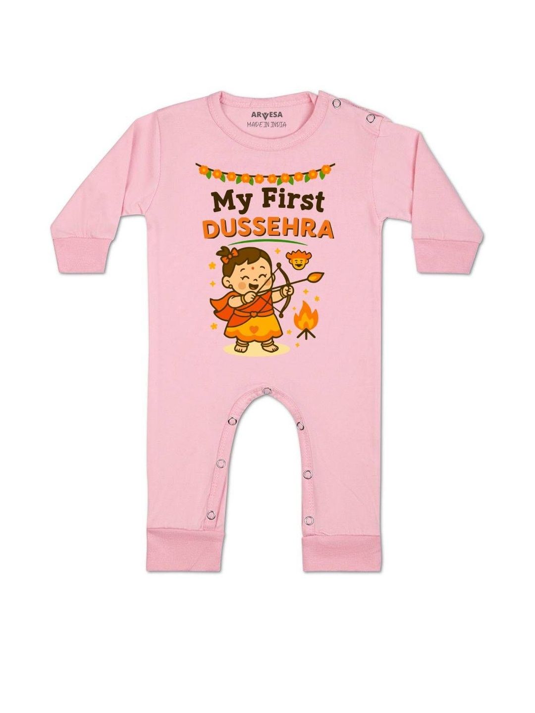 arvesa My First Dussehra Printed Baby Rompers-picture-19