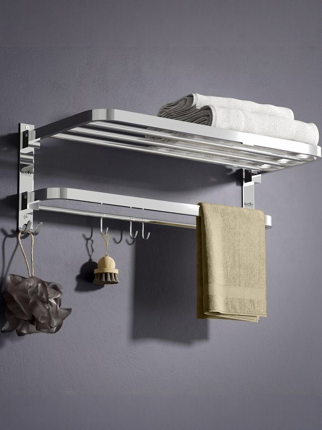 GLOXY Silver-Toned Stainless Steel Towel Holder-image-44