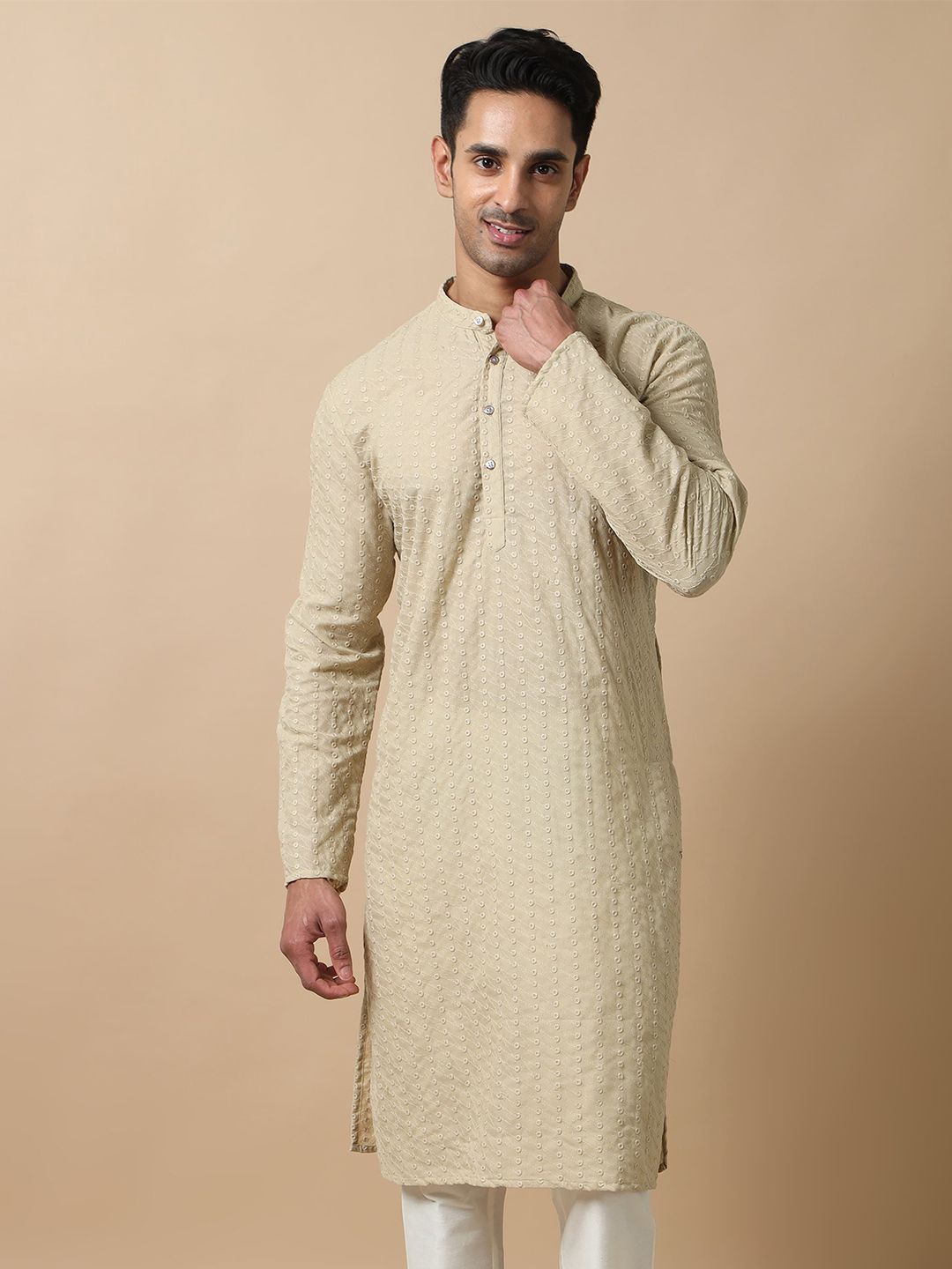 FILORI STUDIO Men Ethnic Motifs Embroidered Festive Pure Cotton Straight Kurta-picture-57