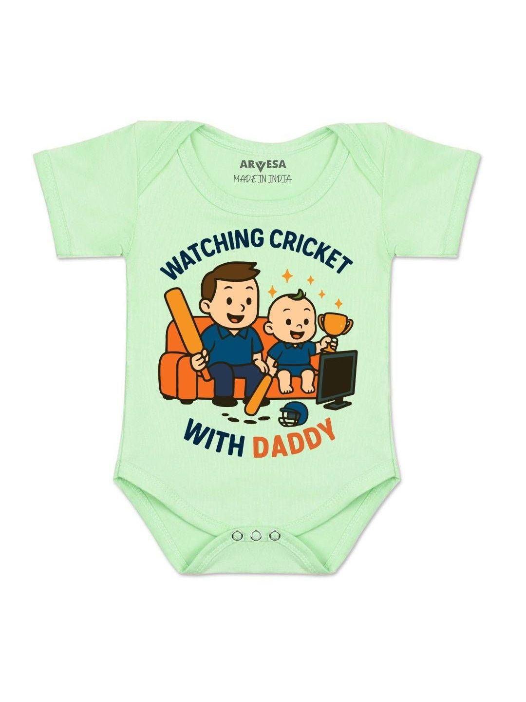 arvesa Watching Cricket With Daddy Printed Romper-picture-30