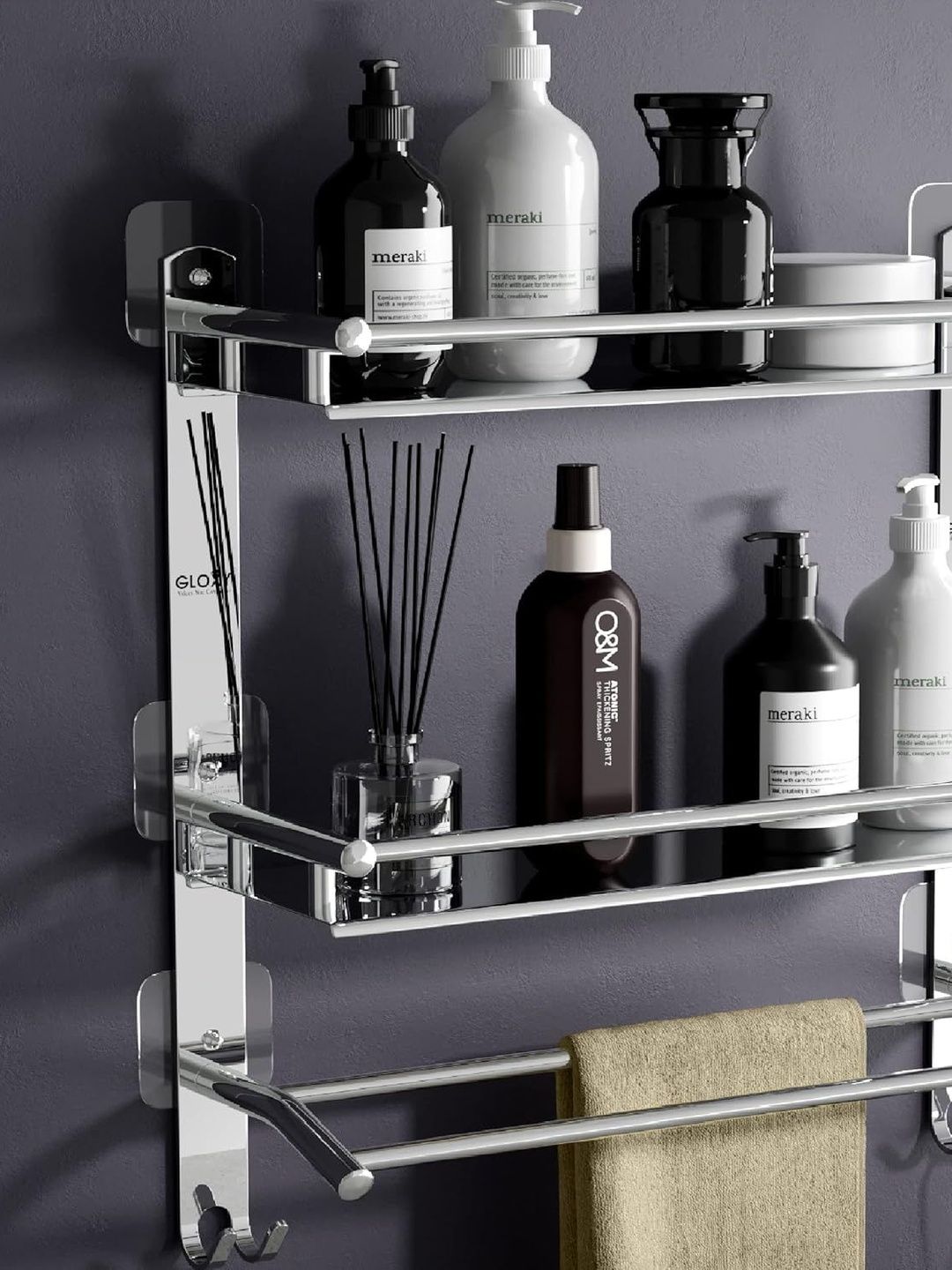 GLOXY Silver-Toned Solid Stainless Steel Towel Holder-image-13