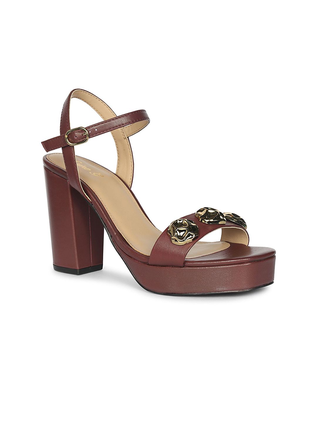 Saint G Leather Block Open Toe Sandals with Western - Embellished-picture-20