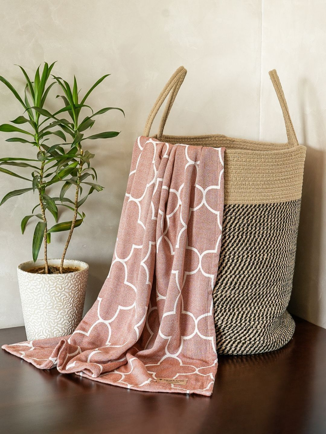 DEBAANS Rust & White Bamboo 270 GSM Bath Towel-picture-42