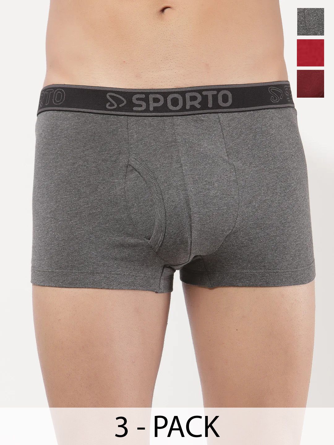 Sporto by Macho Pack Of 3 Mid Rise Short Trunks-picture-20