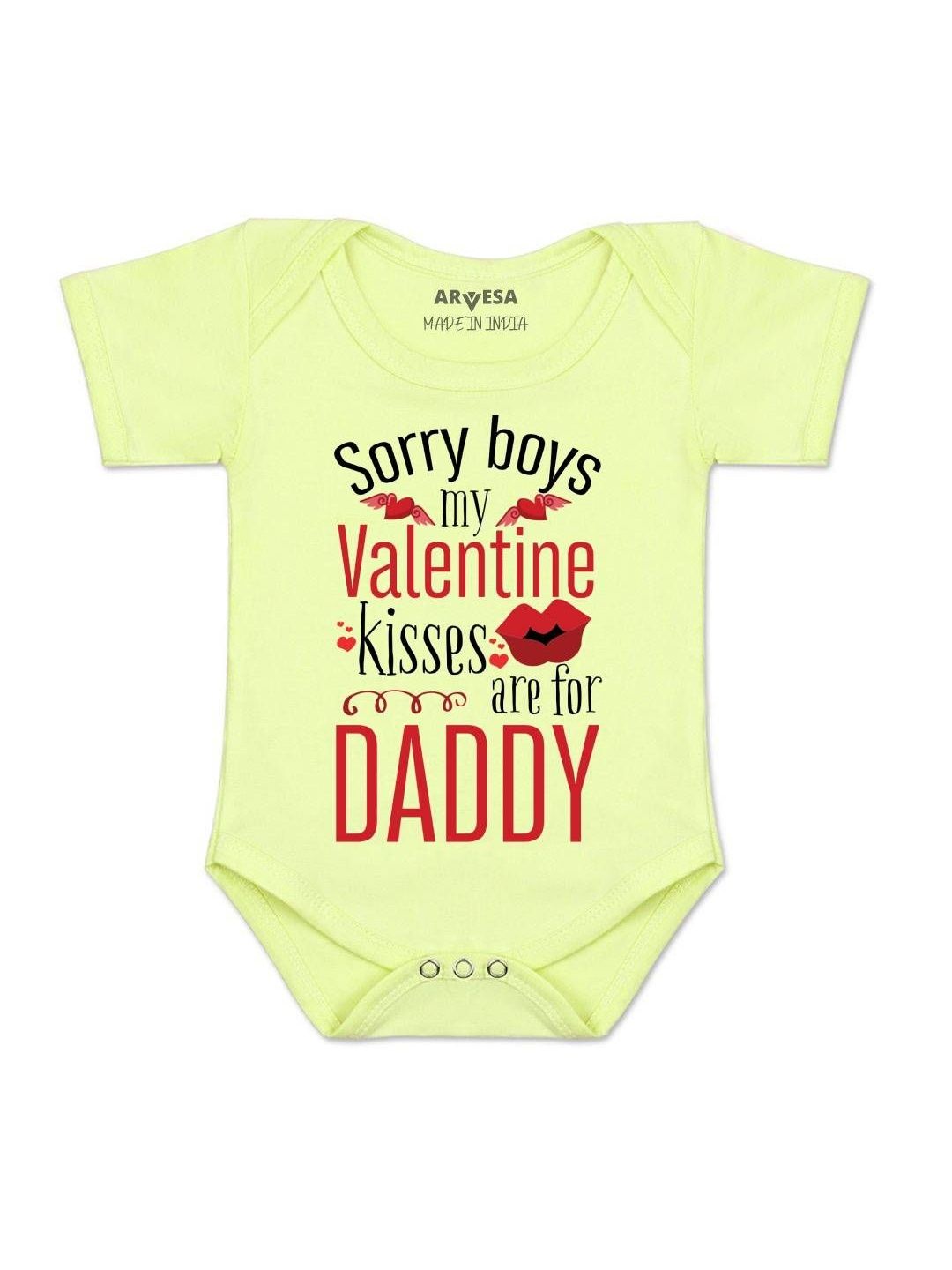 arvesa Sorry Boys My Valentine Kisses Are For Daddy Printed Romper-picture-31
