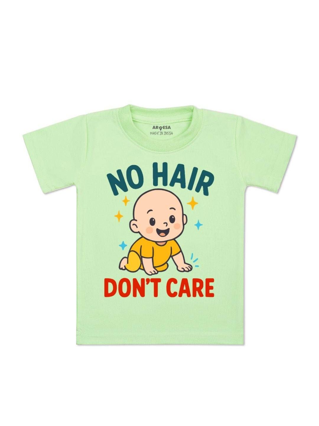 No Hair Dont Care Printed Kids Tshirt-image-46