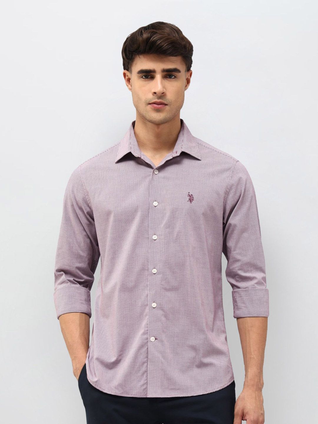 U.S. Polo Assn. Tailored Fit Micro Checked Casual Shirt-picture-19