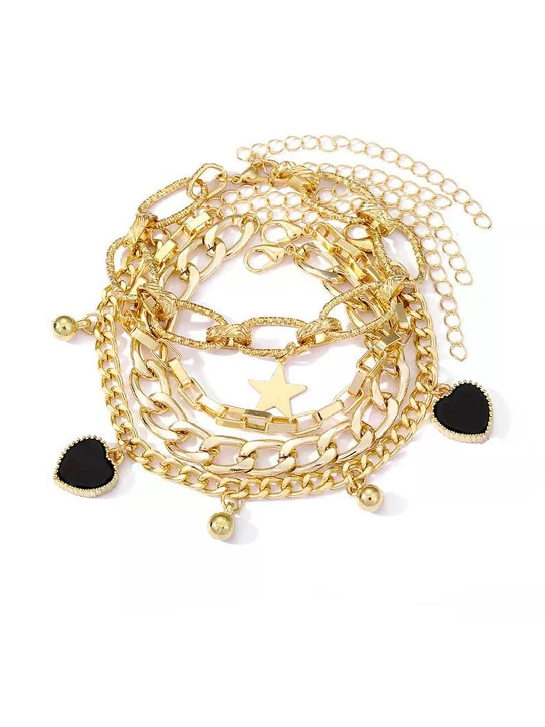 MODE & MINIMAL Women Set of 4 Gold-Plated Multistrand Bracelet-picture-35