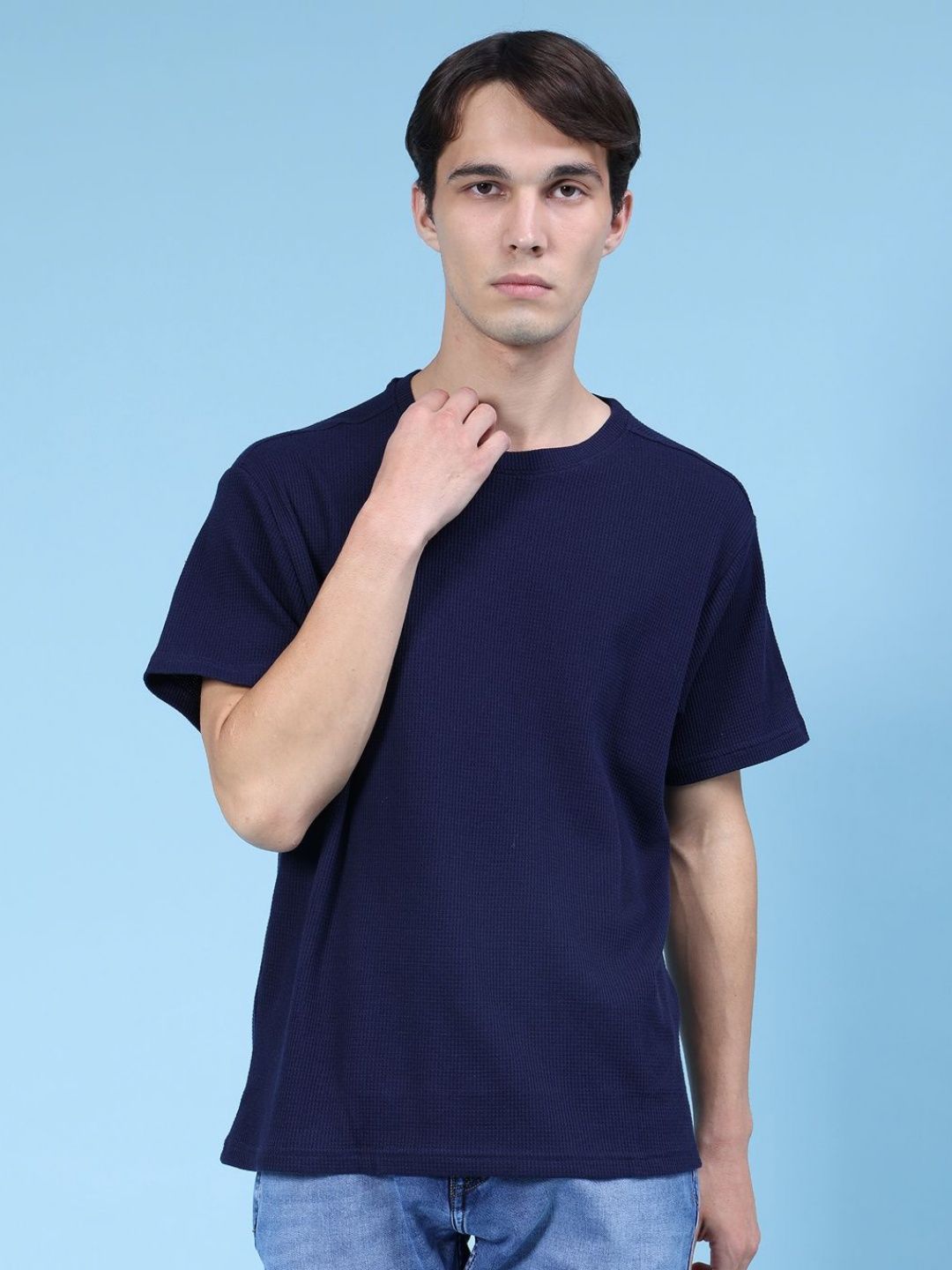 V-Mart Men Self Design Round Neck Cotton T-shirt-picture-41