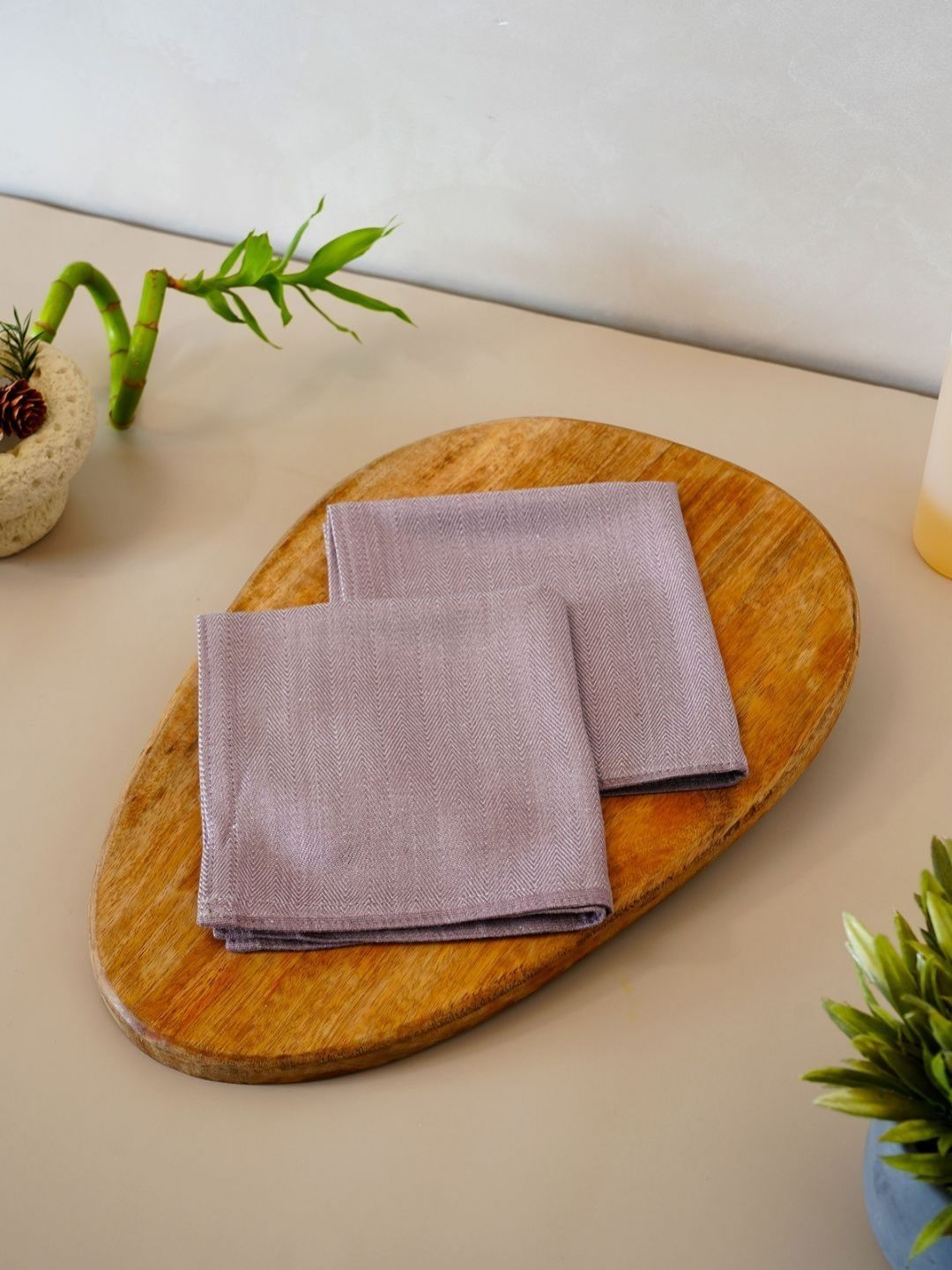 DEBAANS Purple 2 Pieces Striped 250 GSM Hand Towels-image-37