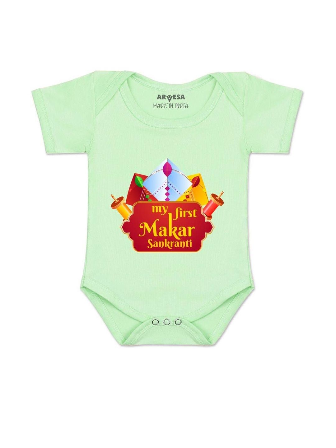 Arvesa Kids-Unisex Green Cotton Rompers-picture-29