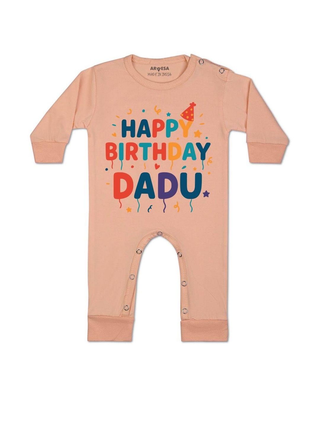 arvesa Happy Birthday Dadu Printed Baby Rompers-picture-21