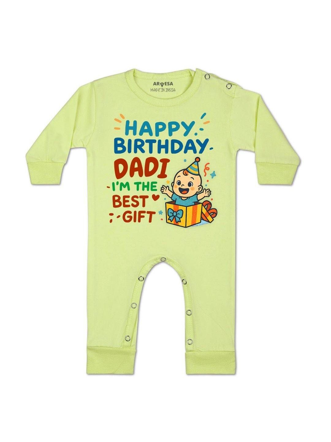 arvesa Happy Birthday Dadi Printed Baby Rompers-picture-38