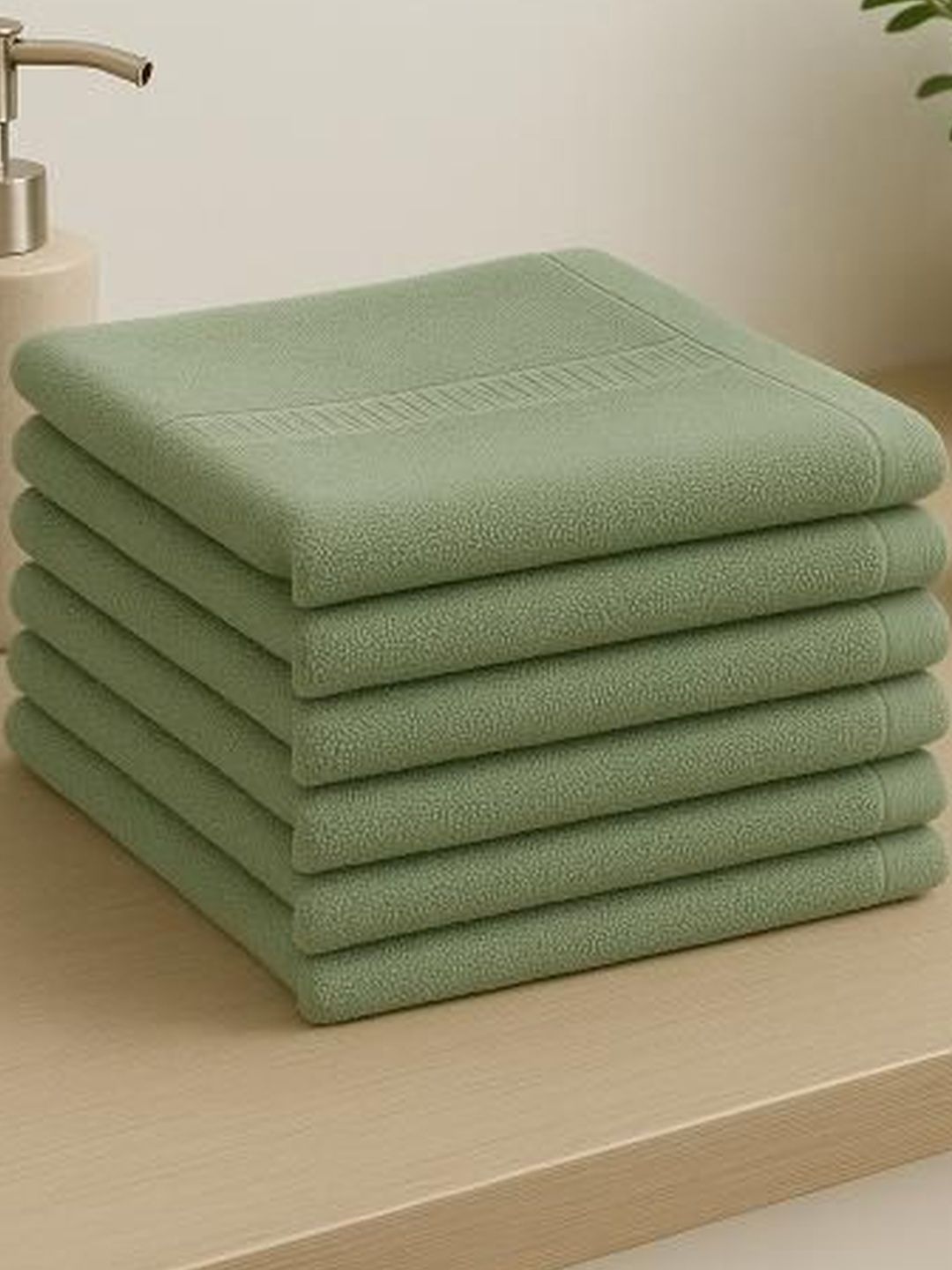 Dollar Pack of 6 Solid Terry Cotton Face Towels Set-image-39