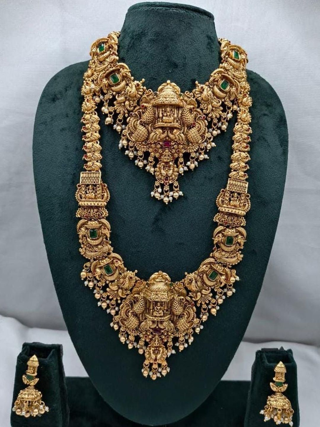 PADMAWATI BANGLES PVT LDT Set of 2 Gold-Plated Stone-Studded Necklace with Earrings-picture-34