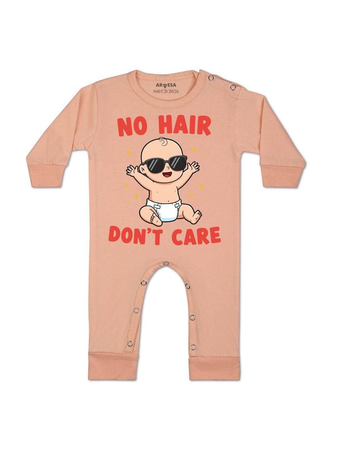 No Hair Dont Care Printed Baby Rompers