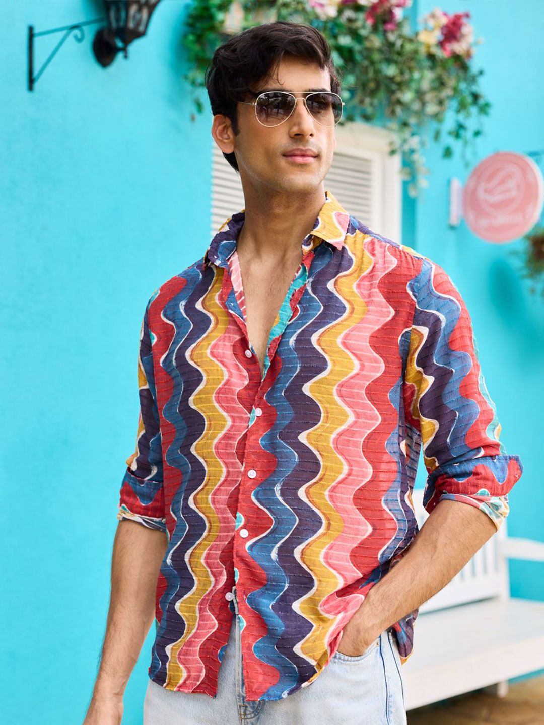 VASTRADO Men Classic Slim Fit Abstract Printed Spread Collar Casual Shirt-picture-15