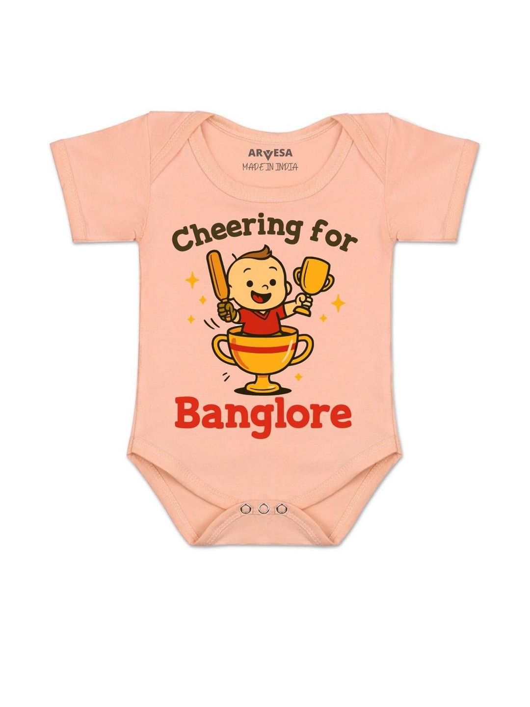 Arvesa Kids-Unisex Peach Cotton Rompers-picture-36