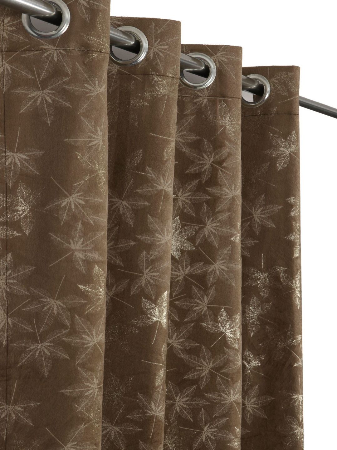 GEET CREATIONS Brown & White 2 Pcs Printed Velvet Long Door Curtains-image-45