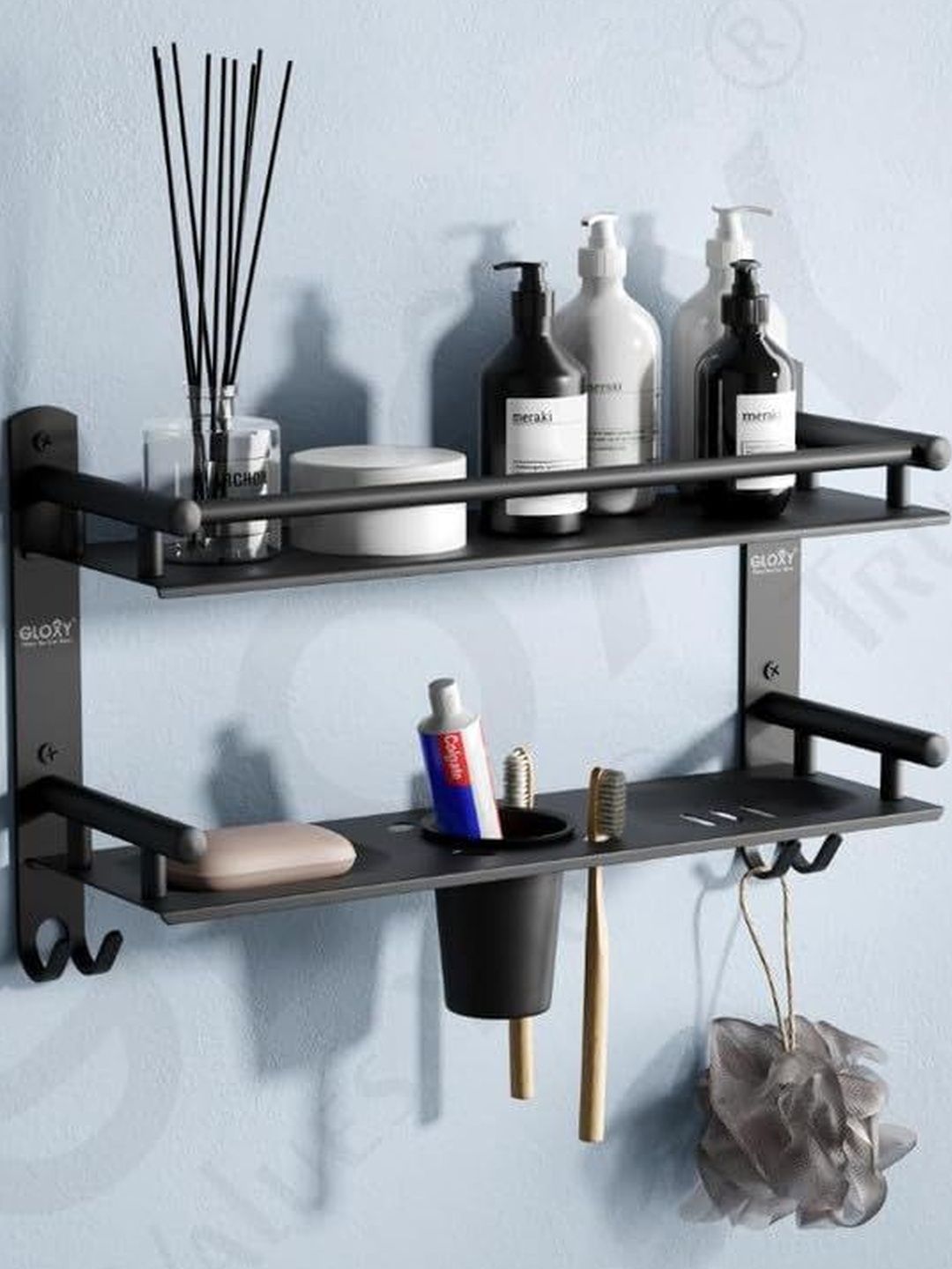 GLOXY Black Stainless Steel Bath Accessories Set-picture-43